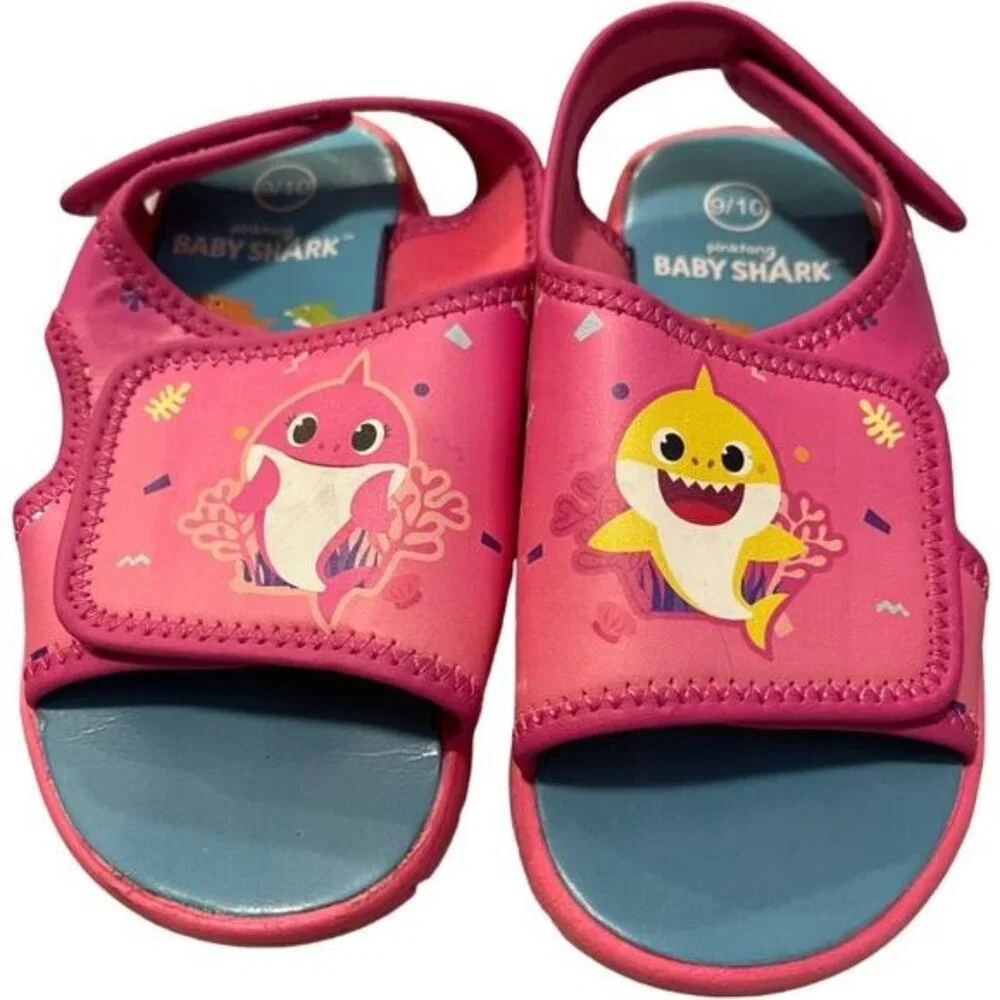 Toddler Girls Baby Shark Size 9/10 Ankle Strap Sandals Nick Jr.